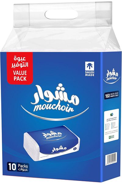 MOUCHOIR Mushwar Facial Tissues 160 Tissues x 2 Ply - Pack of 10