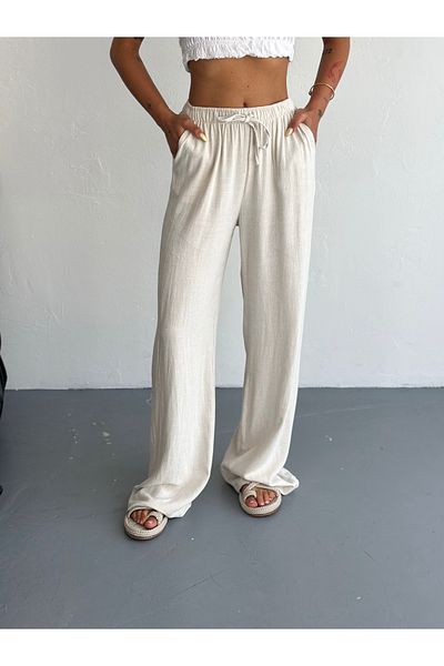 SLAW REZZ Loose Fit Soft Textured Women's Linen Trousers