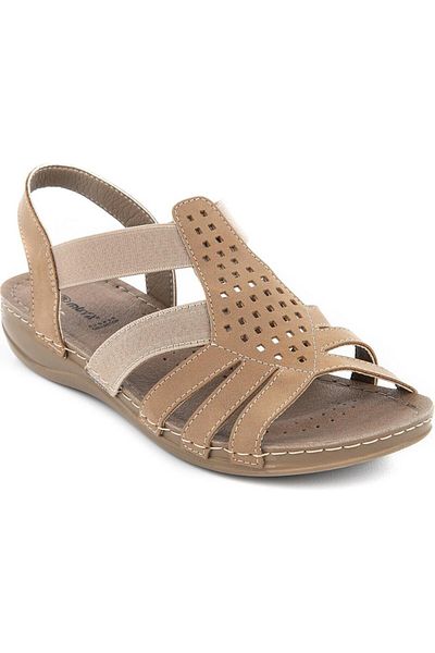 Muya Amanda 31143-196 Anatomical Sole Buckle Women's Sandals Dark Beige