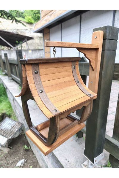 KARDEMİR AHŞAP Bird Feeder Natural and Aesthetic Bird Feeder – Wall Mounted Wooden Design