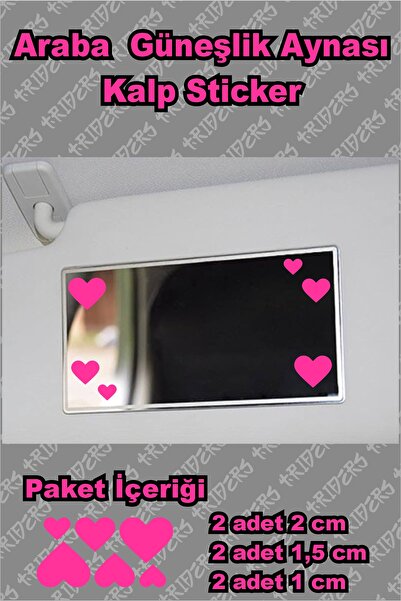 TRİDERS Kalp Araba Ayna Sticker Güneşlik Sticker
