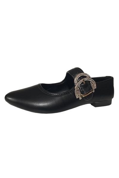 CEYLANLAR Women's Flats Black Buckle Lightweight Comfortable Stylish Business Office Daily Shoes