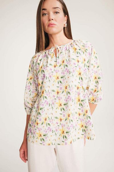 DeFacto New Season Regular Fit Collar Patterned Long Sleeve Blouse