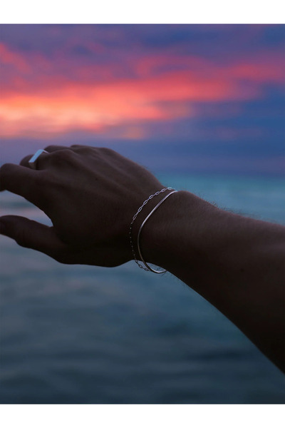 vogutima Erkek Gümüş Bileklik - Yılan V Ataç 2'Li Kombin • Made In Italy• Işı...