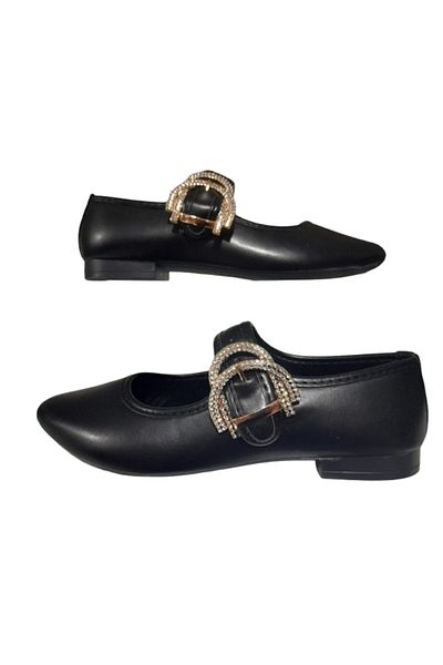 CEYLANLAR Women's Flats Black Buckle Lightweight Comfortable Stylish Business Office Daily Shoes