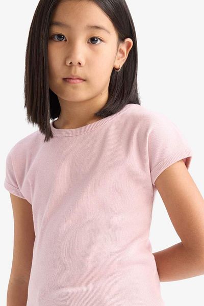 DeFacto New Season Girls' Slim Fit Slim Fit Crew Neck Basic Plain Ribbed Camisole Short