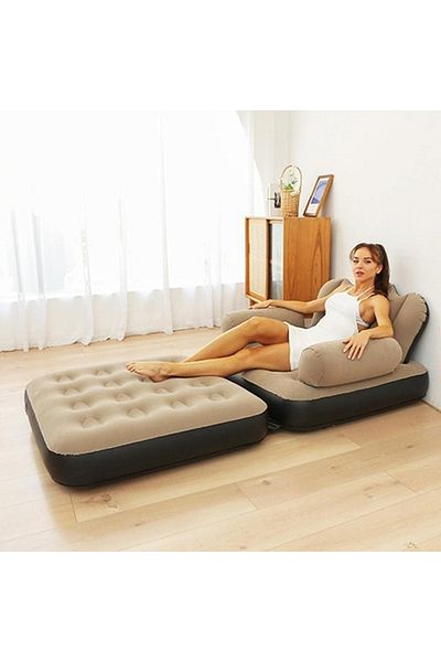 FOXMAG24 Inflatable extendable armchair, PVC, non-slip, 198x100x70cm, black