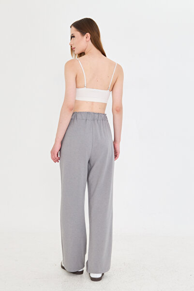 AS Anita Store Gray Linen Wide Leg Trousers