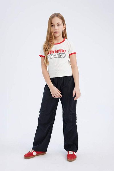 DeFacto New Season Girls Slim Fit Slim Fit Crew Neck Printed Ribbed Camisole Short