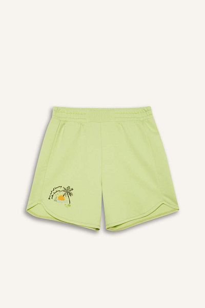 DeFacto New Season Girl's Printed Shorts with Elastic Waist