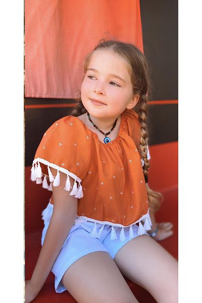 Marka Sensin Kids طقم تي شيرت أبيض لطيف بتصميم خاص للفتيات مكون من قطعتين