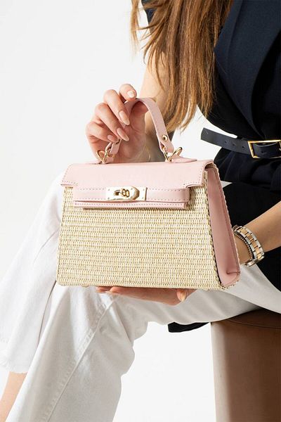 Glemix Life Wicker Pink Lock Closure Women's Handbag and Shoulder Bag