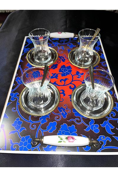 Boyut Tea Coffee Promise Engagement and Special Occasions Handcrafted Tray