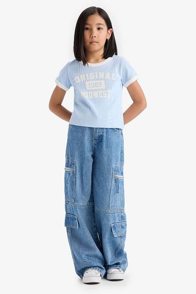 DeFacto Nou sezon pentru fete, slim fit, slim, cu decolteu, imprimat, camisole scurtă