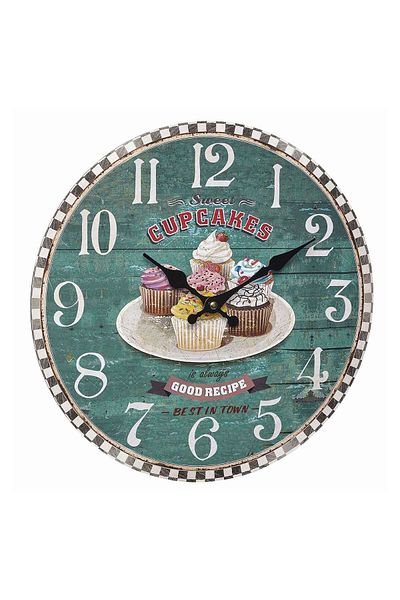 TFA Analogue Mdf Wall Clock, Vintage Design, Cupcakes, 60.3045.13
