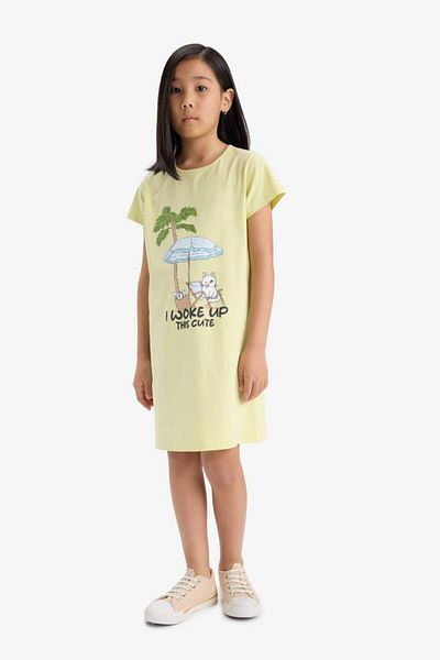 DeFacto New Season Girl's Printed Short Sleeve Dress