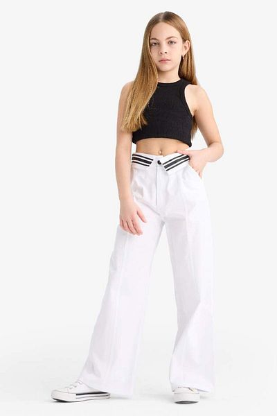 DeFacto New Season Girl's Wide Leg Wide Leg Cotton Trousers