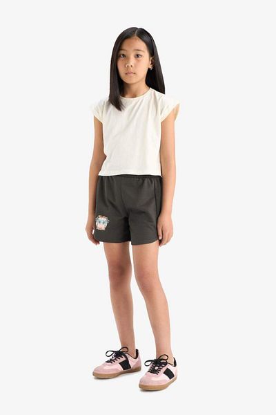 DeFacto New Season Girl's Printed Shorts with Elastic Waist