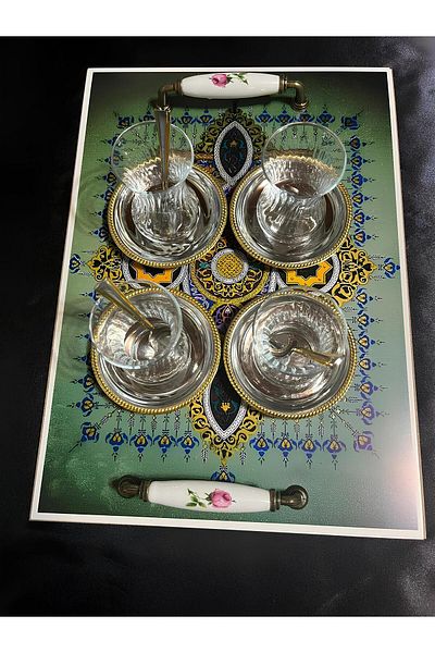 Boyut Tea Coffee Promise Engagement and Special Occasions Handcrafted Tray