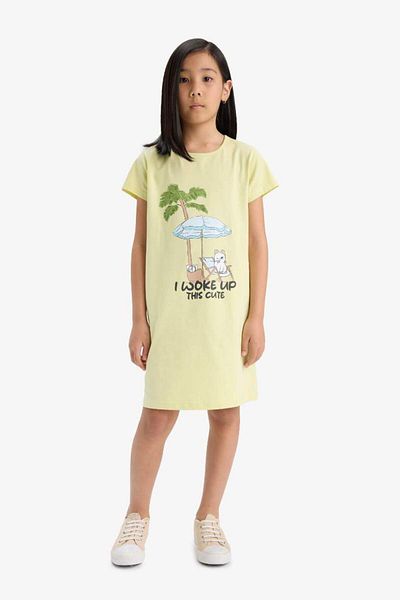 DeFacto New Season Girl's Printed Short Sleeve Dress