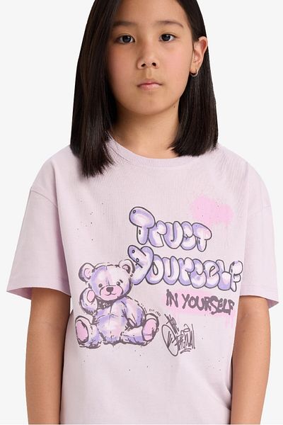 DeFacto New Season Girls' Relax Fit Crew Neck Printed Short Sleeve T-Shirt