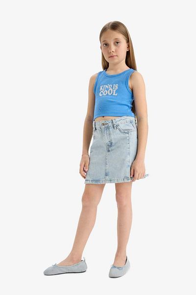 DeFacto New Season Girl's Crew Neck Printed Singlet
