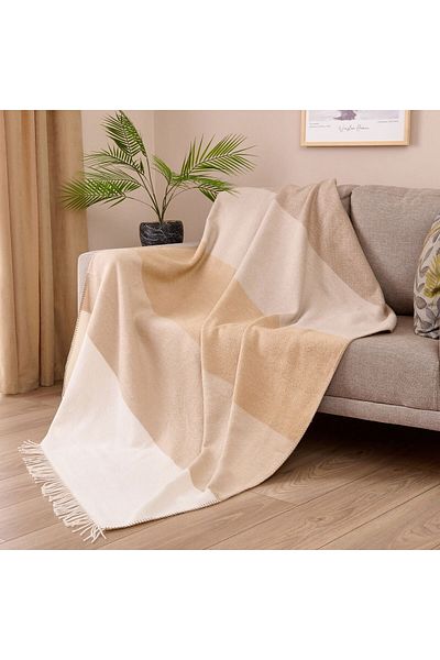 Evidea Soft Carta Jacquard Scottish Tv Blanket - Beige - 130X170 cm