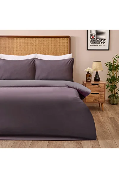 ASPARTAM Double Color Double Duvet Cover Set - Anthracite / Stone