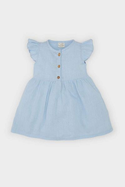 DeFacto New Season Baby Girl Basic Plain Short Sleeve Flared Poplin Dress