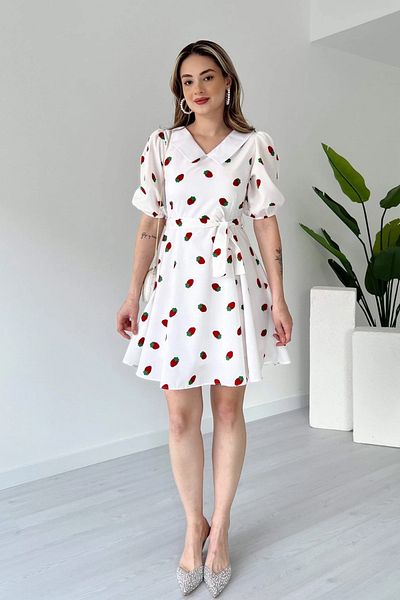 Sorridi Baby Collar Patterned Poplin Dress
