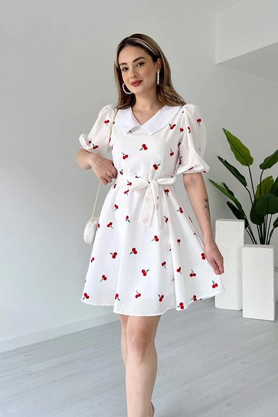 Sorridi Baby Collar Patterned Poplin Dress