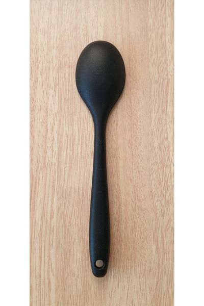 TARIK HOME Hard Tip Heat Resistant Fireproof Non-Stick Silicone Short Deep Spoon-20 cm