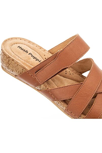 Hush Puppies Erraza Anatomical Sole Genuine Leather Velcro Adjustable Women's Slippers Brown