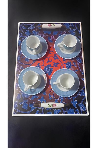 Boyut Tea Coffee Promise Engagement and Special Occasions Handcrafted Tray