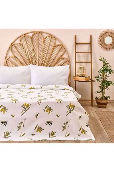 MATMEL Aquileia Double Pique - White / Green - 200X220 cm