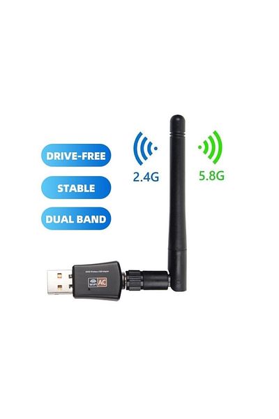 FOXMAG24 Mini Wi-Fi adapter, 600Mbps, dual band, USB 2.0, hotspot, extended compatibility, black