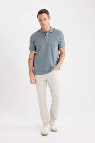 DeFacto New Season 100% Cotton Regular Fit Polo Neck Short Sleeve Basic Plain Pique Fabric T-Shirt