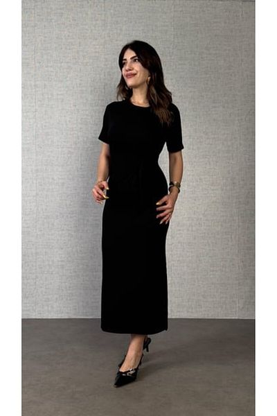 gelirr Women's Short Sleeve Crew Neck Side Tie Viscose Two Thread Dress