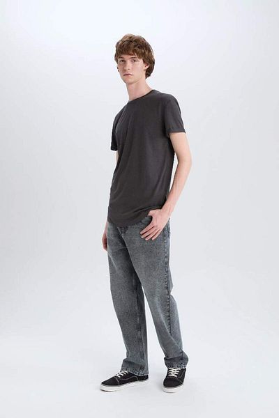 DeFacto New Season Long Muscle Fit Crew Neck Basic Plain Short Sleeve T-Shirt
