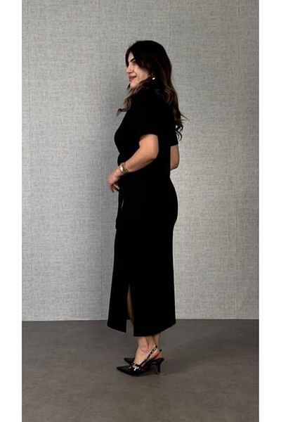 gelirr Women's Short Sleeve Crew Neck Side Tie Viscose Two Thread Dress