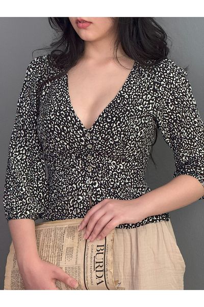 Yavuz Kapıcı Chiffon Half Sleeve Blouse Original Cut