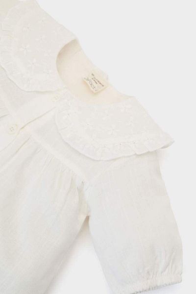 DeFacto New Season Baby Girl Lace Collar Flared Poplin Short Sleeve Shirt