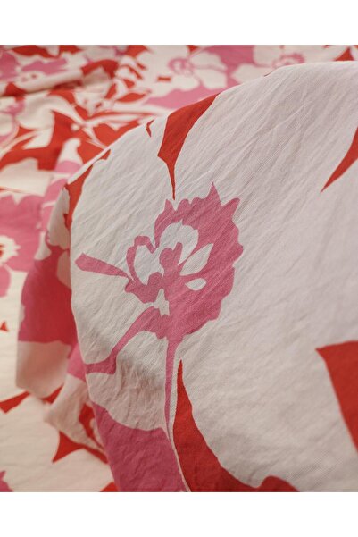 Kumaş Parça Aerobin subțire în culorile roz roșu crem (lățime 140 cm x lungim...