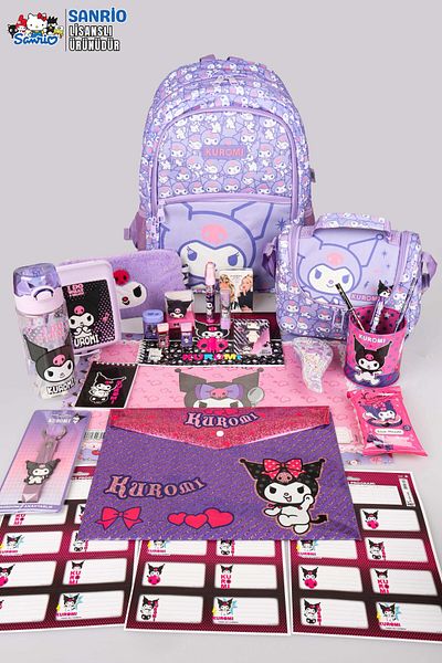 kuromi New Season Licensed with Dekomus Kuromi "Magical Buddy" School, Lunch and Premium Fu with Pencil Bag