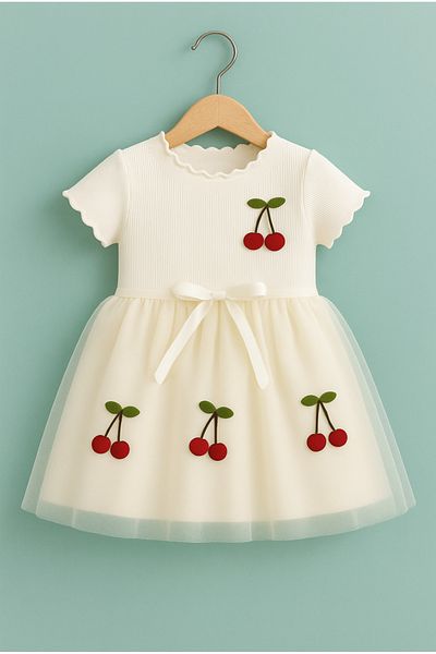 FURYATEX Cherry Tutu Dress Birthday Princess Fluffy Girl Kid Baby Party Dress