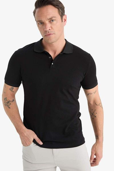 DeFacto New Season Slim Fit Slim Fit κοντομάνικο μπλουζάκι με υφή Basic μονόχρωμο μπλουζάκι πόλο