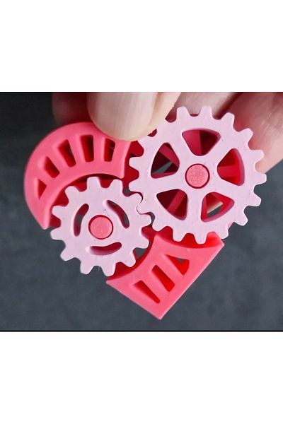 3D Double Keychain with Wheel and Heart