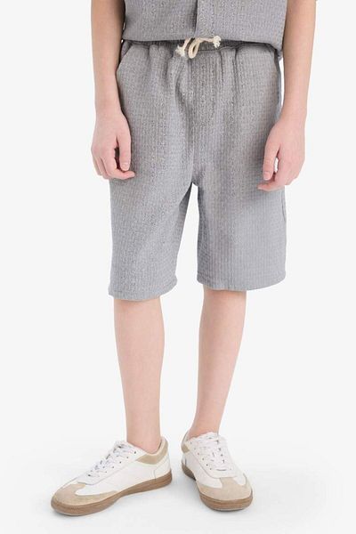 DeFacto New Season Boys' Textured Shorts with Elastic Waist