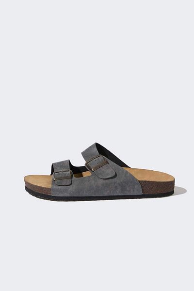 DeFacto New Season Men's Flat Sole Double Banded Faux Leather Slippers