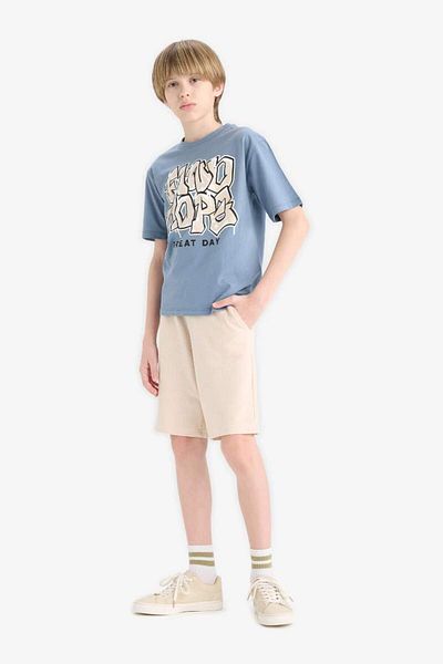 DeFacto New Season Boy's Elastic Waist Pique Shorts with Pockets